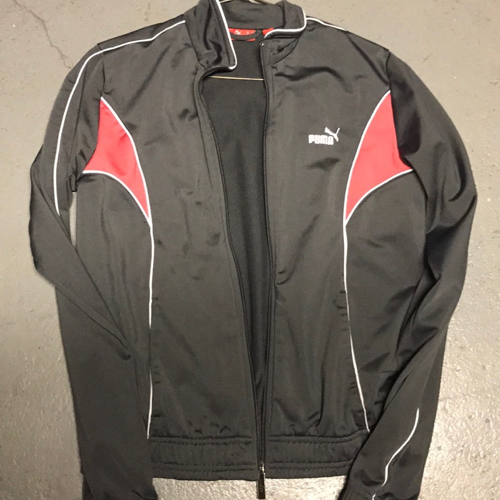 Gray and pink warm up athletic zip up jacket